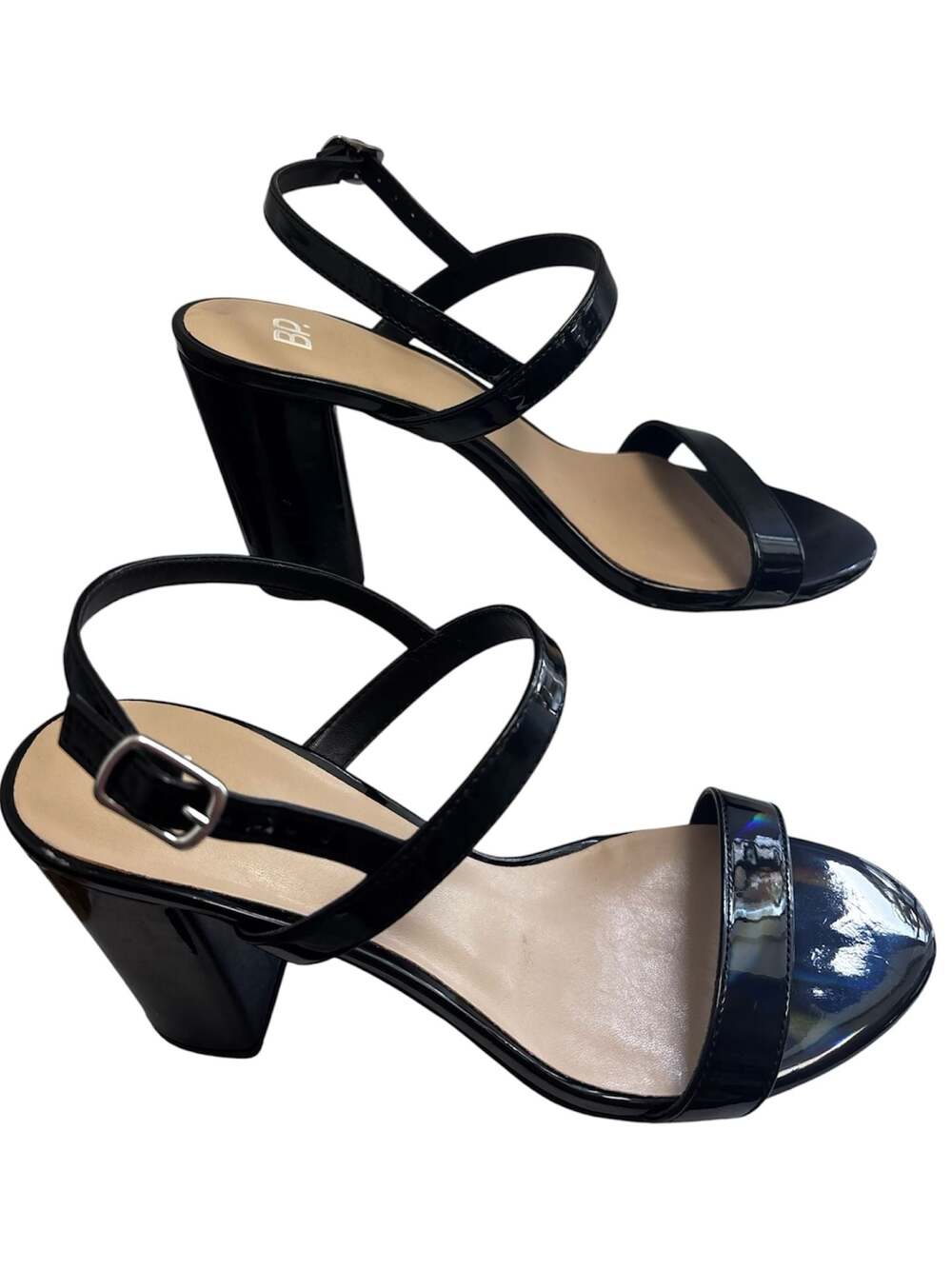 BP. Lula Patent Block Heel Sandal in Black